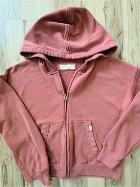 Abercrombie Kids Girls Zip-Up Hoodie Jacket Dusty Rose Pink Fleece Size 13/14